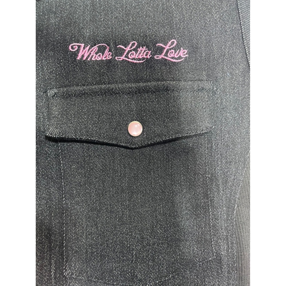 WOMEN'S MOTORCYCLE WHOLE LOTTA LOVE DENIM SLEEVELESS ZIPPERED EMBROIDERED XL‎ - Picture 8 of 10